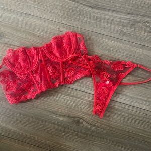 Beautiful Red Lace Lingerie Set!